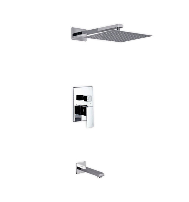 Kube Bath Aqua Piazza Shower Set With 12" Square Rain Shower and Tub Filler Chrome Kube Bath