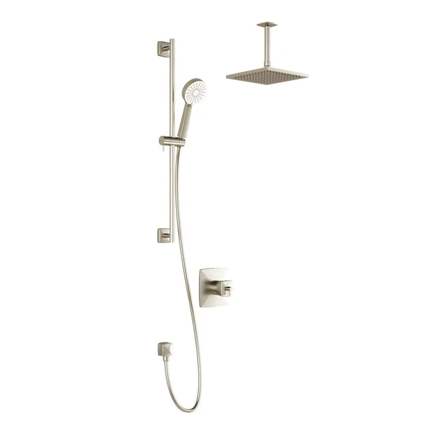 Kalia UMANI TCD1 (Valve Not Included) AQUATONIK T/P Coaxial Shower System with Vertical Ceiling Arm- Brushed Nickel PVD Kalia