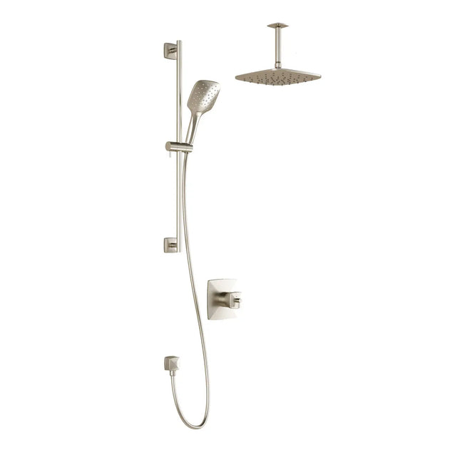 Kalia UMANI TCD1 PLUS AQUATONIK T/P Coaxial Shower System with Vertical Ceiling Arm- Brushed Nickel PVD Kalia