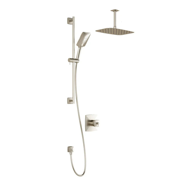 Kalia UMANI TCD1 PREMIA AQUATONIK T/P Coaxial Shower System with 11-3/4" Shower Head with Vertical Ceiling Arm- Brushed Nickel PVD Kalia