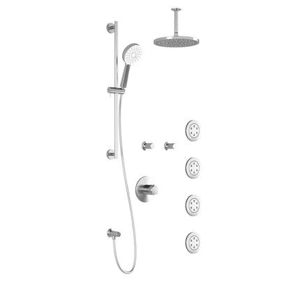 Kalia CITÉ T375 PLUS (Valves Not Included) Thermostatic Shower Kit System with Vertical Ceiling Arm and 8" Round Rain Shower Head- Chrome Kalia