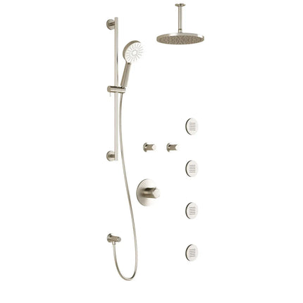 Kalia CITÉ T375 PLUS Thermostatic Shower Kit System with Vertical Ceiling Arm and 10" Round Rain Shower Head- Brushed Nickel PVD Kalia
