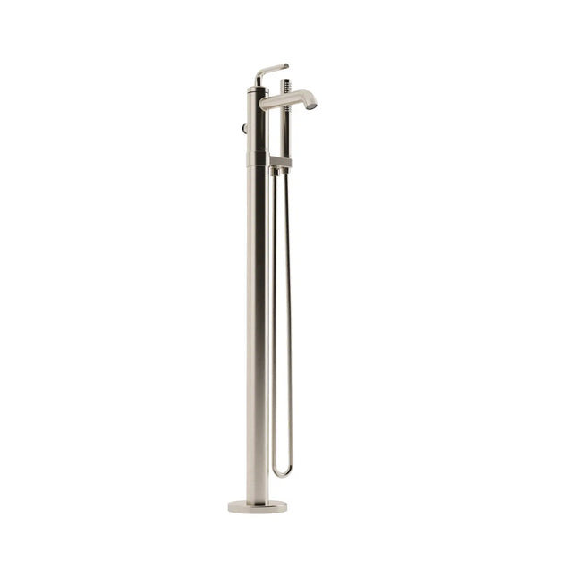 Kalia CITÉ Floormount Tub Filler with Hand Shower- Brushed Nickel PVD Kalia