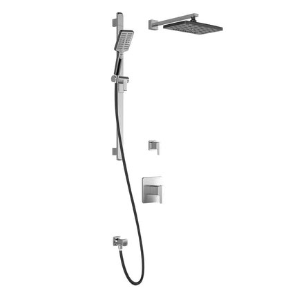 Kalia GRAFIK T2 PREMIA AQUATONIK T/P Shower System with Wall Arm and 12" Square Rain Shower Head- Chrome/Black Kalia