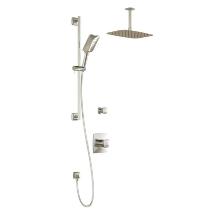 Kalia UMANI TD2 PREMIA (Valves Not Included) AQUATONIK T/P Shower System with Vertical Ceiling Arm- Brushed Nickel PVD Kalia