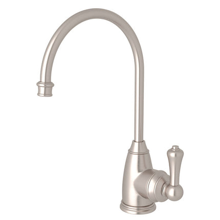 Perrin & Rowe Georgian Era C-Spout Hot Water Faucet - Satin Nickel With Metal Lever Handle  U.1307LS-STN-2 Perrin & Rowe