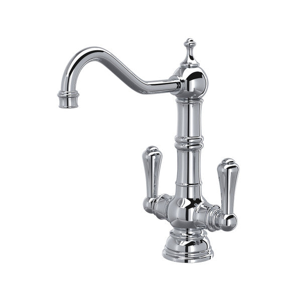 Perrin & Rowe Edwardian Single Hole Bar And Food Prep Faucet With Lever Handles - Polished Chrome With Metal Lever Handle U.4759APC-2 Perrin & Rowe