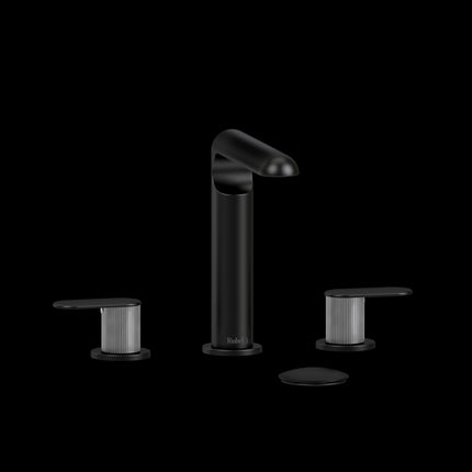 Riobel Ciclo Collection 8" Lavatory Widespread Bathroom Faucet With Lined Lever Handles - Black/Chrome Riobel