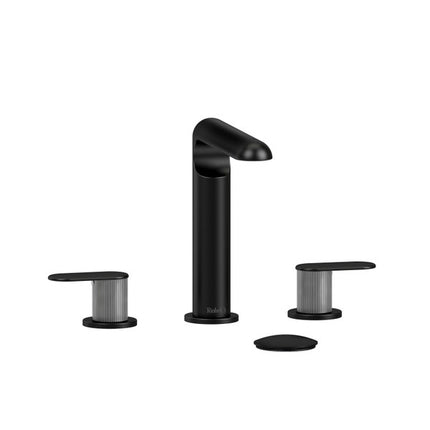 Riobel Ciclo Collection 8" Lavatory Widespread Bathroom Faucet With Lined Lever Handles - Black/Chrome Riobel