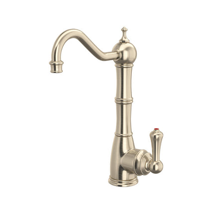 Perrin & Rowe Edwardian Column Spout Hot Water Faucet - Satin Nickel With Metal Lever Handle  U.1323LS-STN-2 Perrin & Rowe