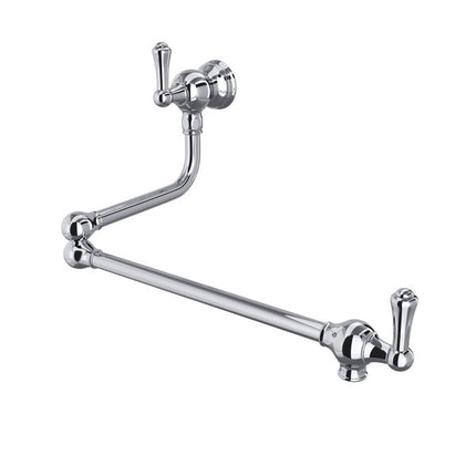 Perrin & Rowe Traditional Wall Mount Swing Arm Pot Filler - Polished Chrome With Metal Lever Handle U.4799LS-APC-2 Perrin & Rowe