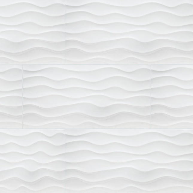 MSI SURFACES DYMO WAVY WHITE 3D WALL TILE 12X24 (Sold Per Box) NDYMWAVWHI1224G-N MSI Surfaces