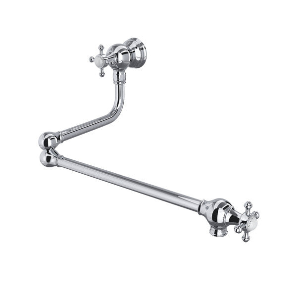 Perrin & Rowe Traditional Wall Mount Swing Arm Pot Filler - Polished Chrome With Cross Handle U.4798X-APC-2 Perrin & Rowe