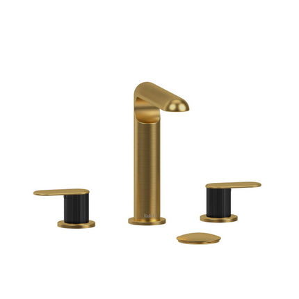 Riobel Ciclo Collection 8" Lavatory Widespread Bathroom Faucet With Lined Lever Handles - Brushed Gold/Black Riobel