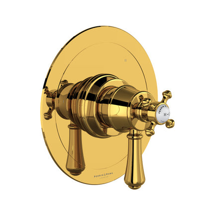 Perrin & Rowe Georgian Era 1/2 Inch Thermostatic & Pressure Balance Trim With 3 Functions (No Share) With Lever Handle - Unlacquered Brass  U.TGA47W1LSP-ULB Perrin & Rowe