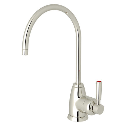 Perrin & Rowe Holborn C-Spout Hot Water Faucet - Polished Nickel With Metal Lever Handle  U.1347LS-PN-2 Perrin & Rowe