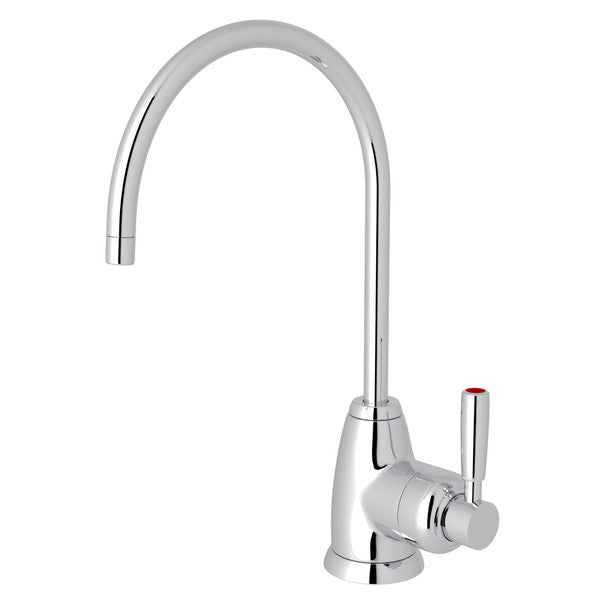 Perrin & Rowe Holborn C-Spout Hot Water Faucet - Polished Chrome With Metal Lever Handle  U.1347LS-APC-2 Perrin & Rowe