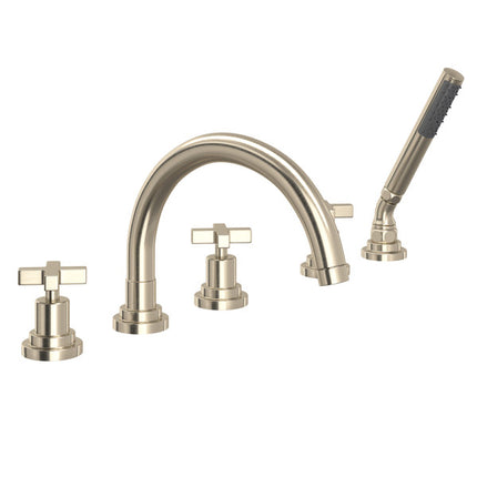 Rohl Lombardia 5-Hole Deck-mount Tub Filler With C-Spout A2214XMSTN ROHL