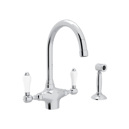 Rohl San Julio Two Handle Kitchen Faucet With Side Spray A1676LPWSAPC-2 ROHL