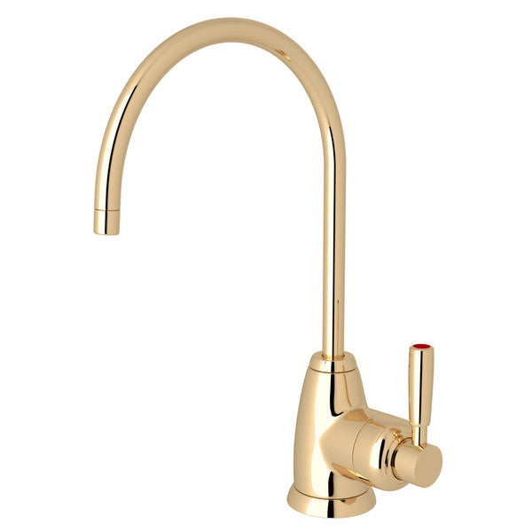 Perrin & Rowe Holborn C-Spout Hot Water Faucet - English Gold With Metal Lever Handle  U.1347LS-EG-2 Perrin & Rowe