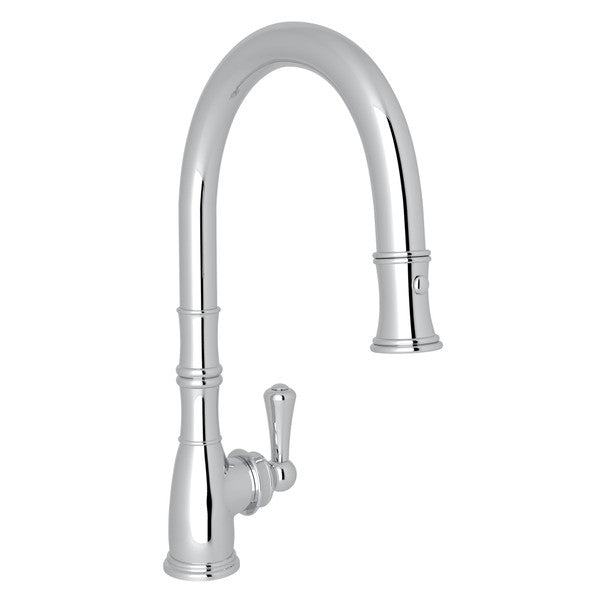 Perrin & Rowe Georgian Era Traditional Pulldown Faucet - Polished Chrome With Metal Lever Handle U.4744APC-2 Perrin & Rowe