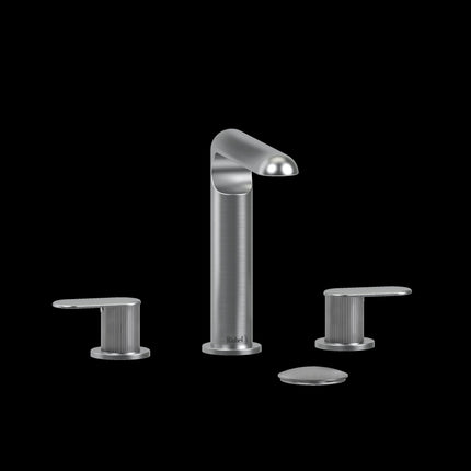 Riobel Ciclo Collection 8" Lavatory Widespread Bathroom Faucet With Lined Lever Handles - Brushed Chrome Riobel