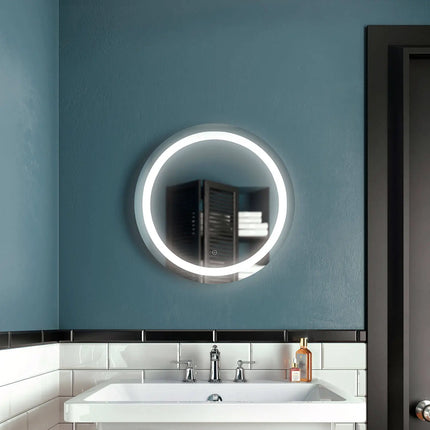 Kalia EFFECT 24" x 24" Round LED Lighting Mirror With Interior Frosted Strip and 2-Tones Touch Switch Kalia