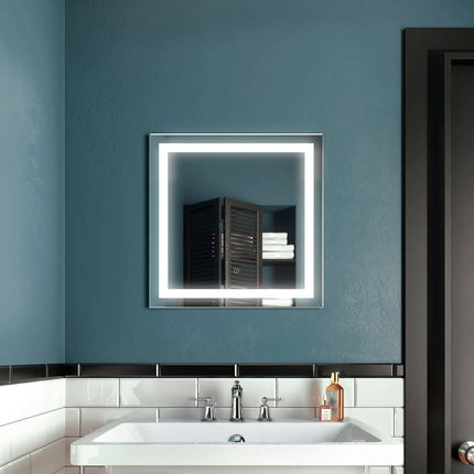 Kalia EFFECT 24" x 24" Square LED Lighting Mirror With Interior Frosted Strip and 2-Tones Touch Switch Kalia