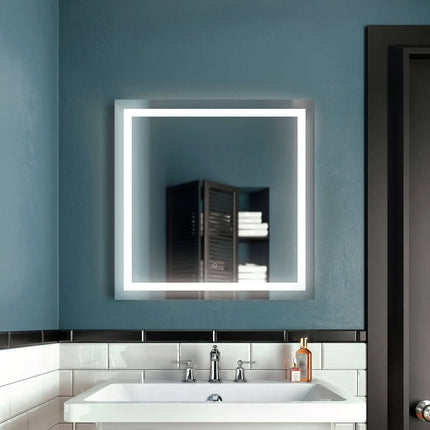 Kalia EFFECT 30" x 30" Square LED Lighting Mirror With Interior Frosted Strip and 2-Tones Touch Switch Kalia