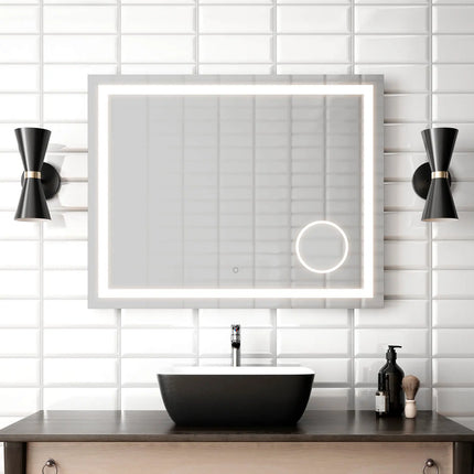 Kalia Effect 30 Inch LED Rectangular Mirror With Frosted Strip - Plumbing Market