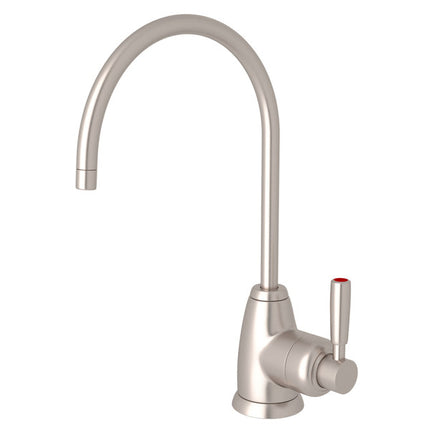 Perrin & Rowe Holborn C-Spout Hot Water Faucet - Satin Nickel With Metal Lever Handle  U.1347LS-STN-2 Perrin & Rowe