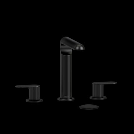 Riobel Ciclo Collection 8" Lavatory Widespread Bathroom Faucet With Lined Lever Handles - Black Riobel