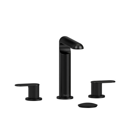 Riobel Ciclo Collection 8" Lavatory Widespread Bathroom Faucet With Lined Lever Handles - Black Riobel