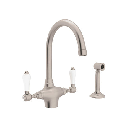 Rohl San Julio Two Handle Kitchen Faucet With Side Spray A1676LPWSSTN-2 ROHL