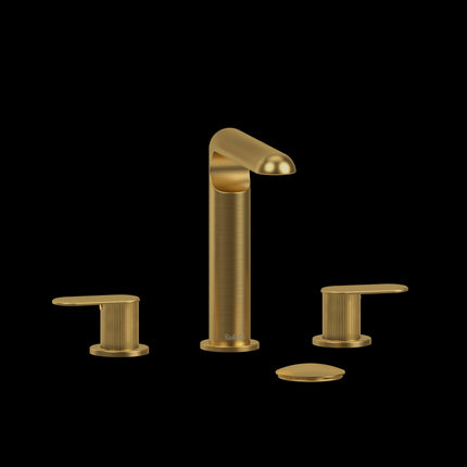 Riobel Ciclo Collection 8" Lavatory Widespread Bathroom Faucet With Lined Lever Handles - Brushed Gold Riobel