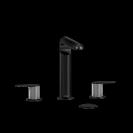 Riobel Ciclo Collection 8" Lavatory Widespread Bathroom Faucet With With Knurled Lever Handles - Black/Brushed Chrome Riobel