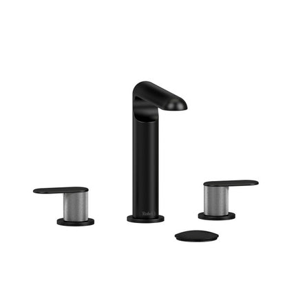 Riobel Ciclo Collection 8" Lavatory Widespread Bathroom Faucet With With Knurled Lever Handles - Black/Brushed Chrome Riobel