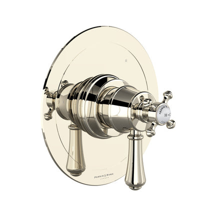 Perrin & Rowe Georgian Era 1/2 Inch Thermostatic & Pressure Balance Trim With 5 Functions (Shared) With Lever Handle - Polished Nickel  U.TGA45W1LSP-PN Perrin & Rowe