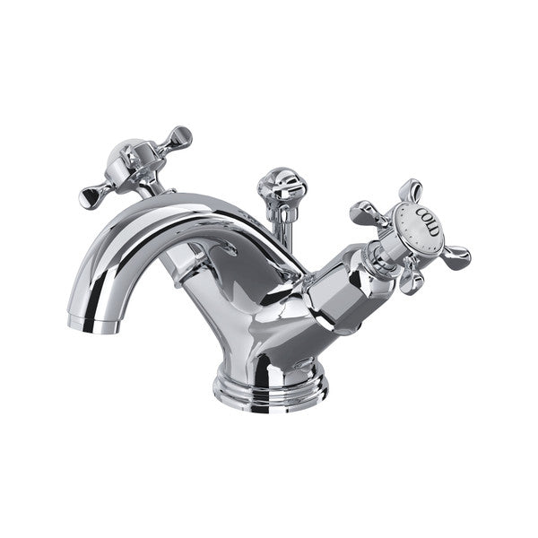 Perrin & Rowe Edwardian Single Hole Dual Handle Bathroom Faucet - Polished Chrome With Cross Handle  U.3626X-APC-2 Perrin & Rowe