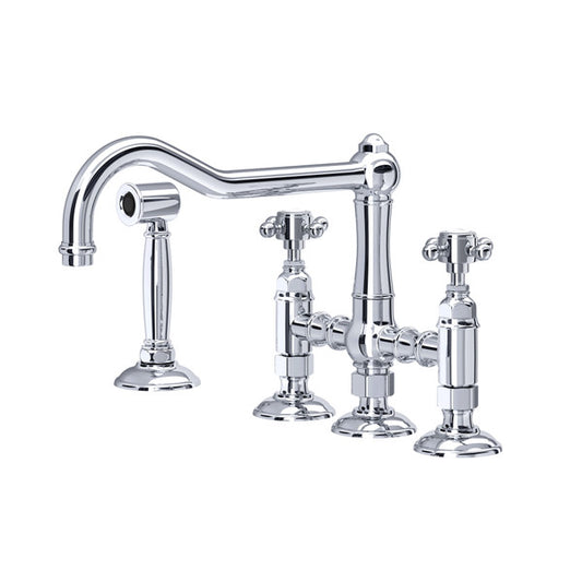 Rohl Acqui Bridge Kitchen Faucet With Side Spray (best kitchen faucet)