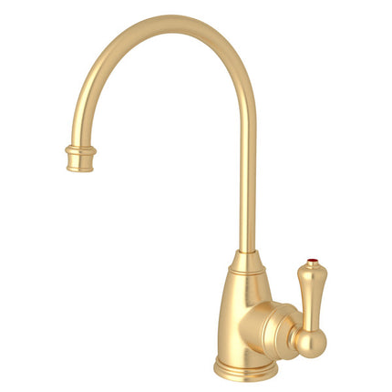 Perrin & Rowe Georgian Era C-Spout Hot Water Faucet - Satin English Gold With Lever Handle  U.1307LS-SEG-2 Perrin & Rowe