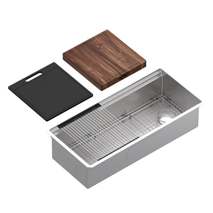 Rohl Culinario 40" Stainless Steel Chef/Workstation Sink With Accessories RUWUM4019WSSB ROHL