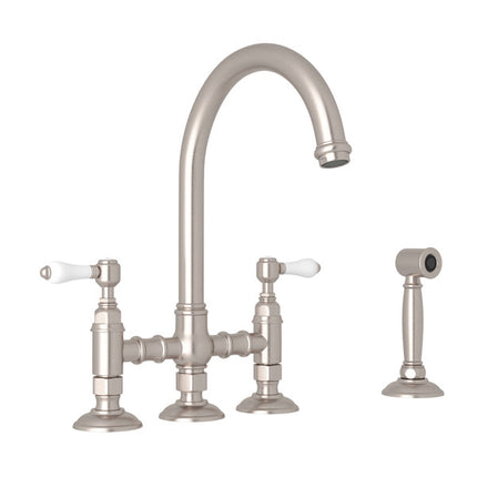 Rohl San Julio Bridge Kitchen Faucet With Side Spray A1461LPWSSTN-2 ROHL