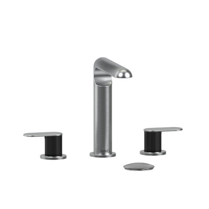 Riobel Ciclo Collection 8" Lavatory Widespread Bathroom Faucet With Lined Lever Handles - Chrome/Black Riobel