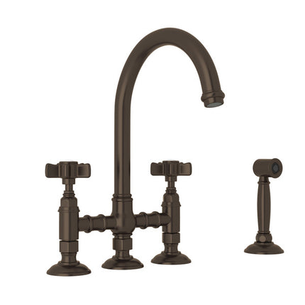 Rohl San Julio Bridge Kitchen Faucet With Side Spray A1461XWSTCB-2 ROHL