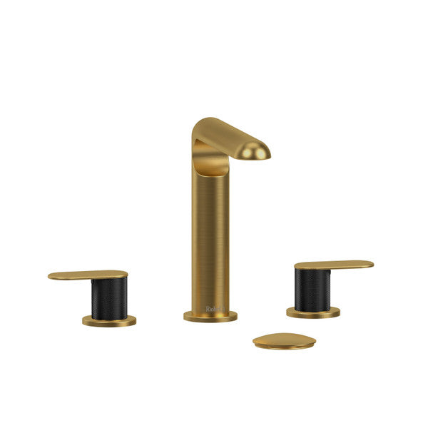 Riobel Ciclo Collection 8" Lavatory Widespread Bathroom Faucet With With Knurled Lever Handles - Brushed Gold/Black Riobel