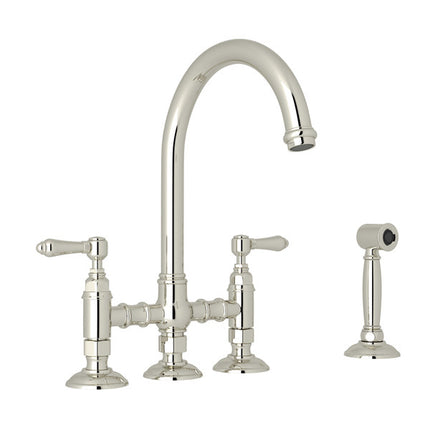 Rohl San Julio Bridge Kitchen Faucet With Side Spray A1461LMWSPN-2 ROHL