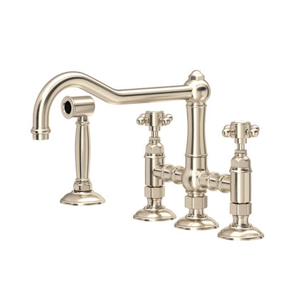 Rohl Acqui Bridge Kitchen Faucet With Side Spray A1458XMWSSTN-2 ROHL