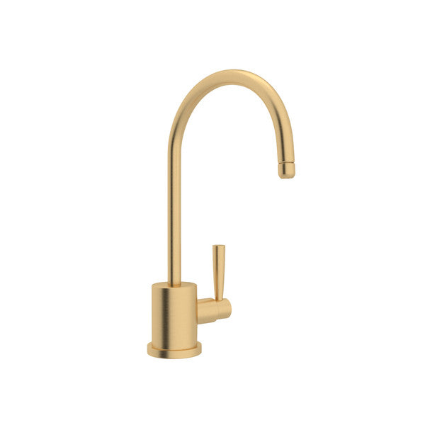 Perrin & Rowe Holborn C-Spout Filter Faucet - Satin English Gold With Metal Lever Handle  U.1601L-SEG-2 Perrin & Rowe