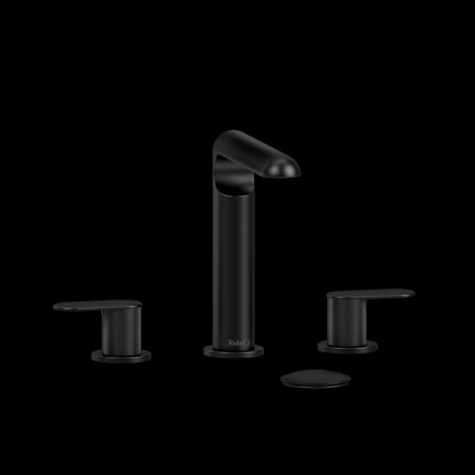 Riobel Ciclo Collection 8" Lavatory Widespread Bathroom Faucet With With Knurled Lever Handles - Black Riobel